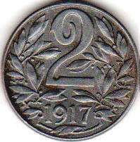 монета Австрияn Empire 2 heller 1917