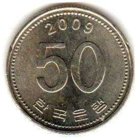 монета Южная Корея 50 won 2009
