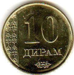 монета Таджикистан 10 dirams 2011