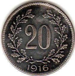 монета Австрияn Empire 20 heller 1918