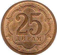 монета Таджикистан 25 dirams 2006