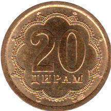 монета Таджикистан 20 dirams 2006