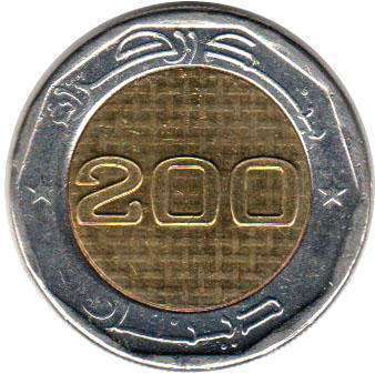 монета 200 dinar Алжир 2012