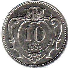 монета Австрияn Empire 10 heller 1895