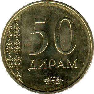 монета Таджикистан 50 dirams 2015