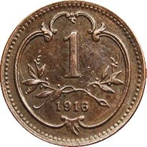 монета Austrian Empire 1 heller 1916