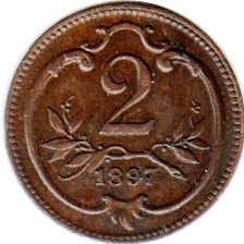 монета Австрияn Empire 2 heller 1897