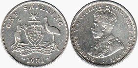 монета Австралия 1 шиллинг 1931 