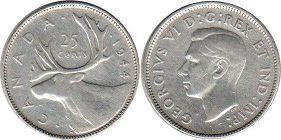 монета Канада 25 центов 1944