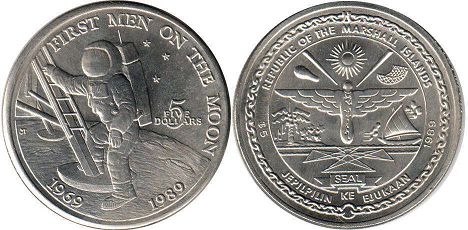 монета Маршалловы Острова 5 долларов 1989