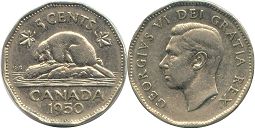 монета Канада 5 центов 1950