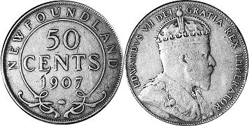 монета Ньюфаундленд 50 центов 1907