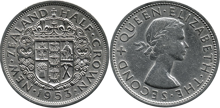 монета Новая Зеландия 1/2 кроны 1953