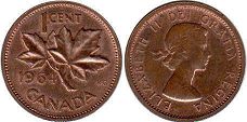 монета Канада 1 цент 1964