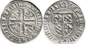 монета Бургундия бланка 1404-1419 