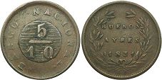 монета Аргентина Буэнос-Айрес 5/10 real 1831