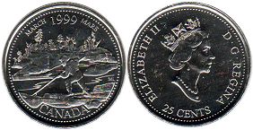 монета Канада 25 центов 1999