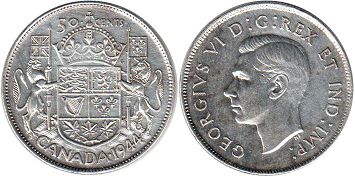 монета Canada 50 cents 1944