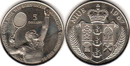 монета Ниуэ 5 долларов 1987