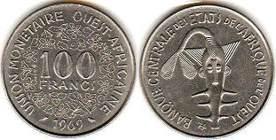 монета Западноафриканские Государства 100 франков 1969