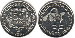 монета Западноафриканские Государства 50 франков 2010