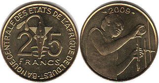монета Западноафриканские Государства 25 франков 2009