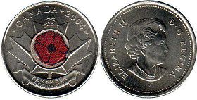 Канада юбилейная монета 25 центов 2004