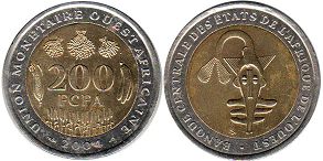 монета Западноафриканские Государства 200 франков 2004