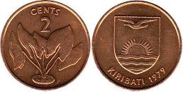 монета Кирибати 2 цента 1979