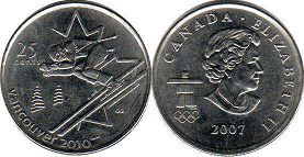 Канада юбилейная монета 25 центов 2007