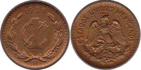 Мексика монета 1 сентаво 1939 (1905-1949)