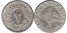 монета Египет 2/10 куруша 1902