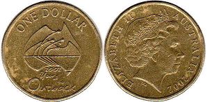 монета Австралия 1 доллар 2002