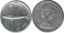 монета Канада 10 центов 1967