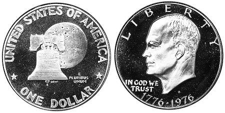 США монета 1 доллар 1976