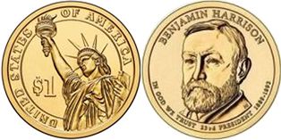 США монета 1 доллар 2012 Гаррисон