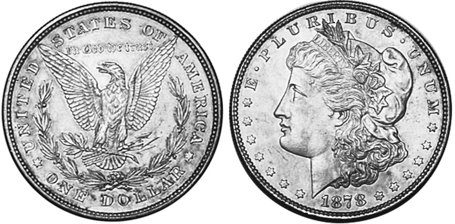 США монета 1 доллар 1878
