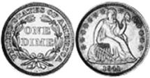 США монета дайм 1841