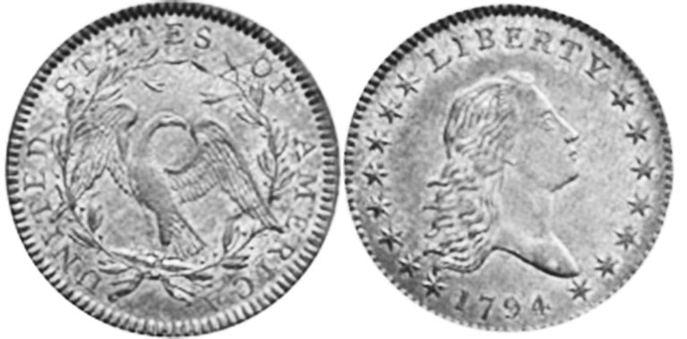 США монета half dollar 1794