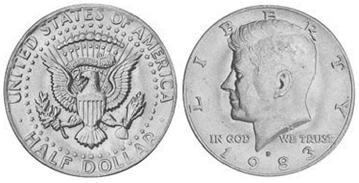США монета 1/2 dollar 1983