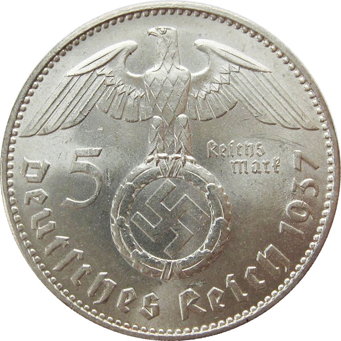 Германия 5 марок Гинденбург аверс