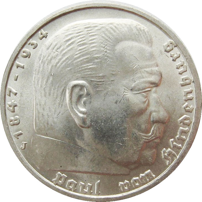 Германия 5 марок Гинденбург реверс