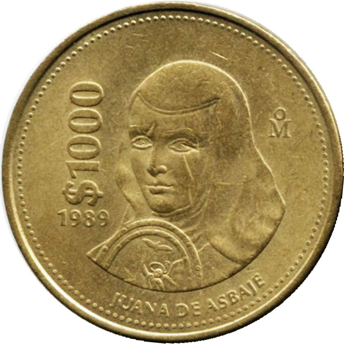 Мексика монета 1000 песо Асбахе реверс