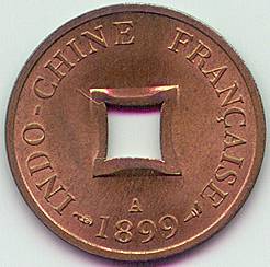 Французский Индокитай 1/500 Piastre Сапек 1899 монета, аверс Французский Индокитай 1/500 Piastre Сапек 1899 монета, аверс