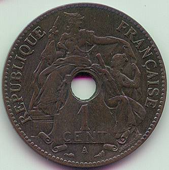 Французский Индокитай 1 цент 1898 монета, аверс Французский Индокитай 1 цент 1898 монета, аверс