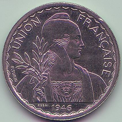Французский Союз 1 пиастр 1946 essai монета, аверс Французский Союз 1 пиастр 1946 essai монета, аверс