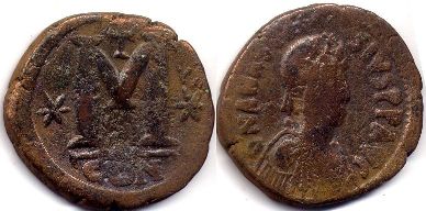 монета Византия Анастасий I фоллис