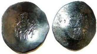 монета Византия Исаак II аспрон трахи