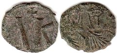 монета Византия Лев V фоллис