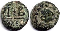 монета Византия Маврикий Тиберий 12 нуммий